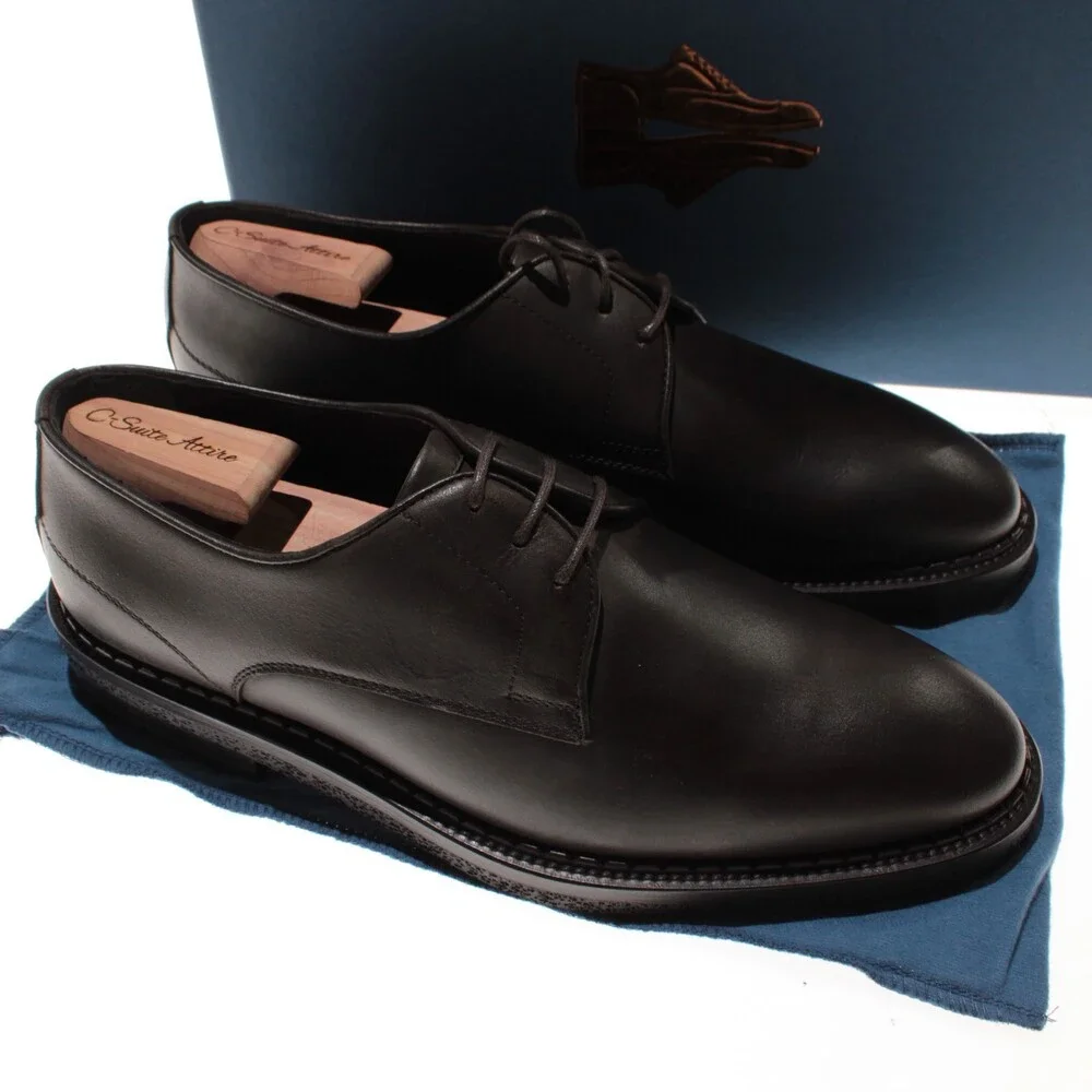 Di Bianco NWB Derby Dress Shoes Size 9 US in Dark Brown Leather Made in Italy